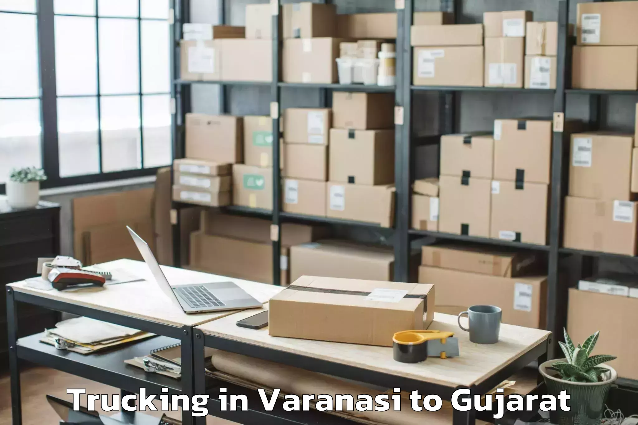 Professional Varanasi to Nirma University Ahmedabad Trucking